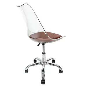 Soho Clear Plastic Dining Chair with Swivel Base Chocolate