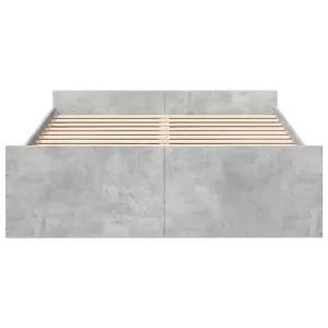 Berkfield Bed Frame with Drawers without Mattress Concrete Grey 140x190 cm