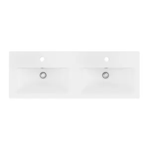 GoodHome Nira Double Gloss White Rectangular Vanity Basin (W)100.4cm