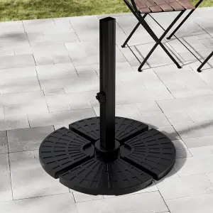 Black Square Water and Sand Filled Plastic Garden Parasol Eco-Friendly Base 52L