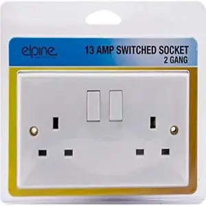 13Amp Socket Double Switch Plug 2 Gang Power Electric Wall Home Power