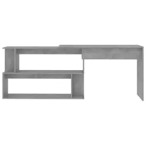 Berkfield Corner Desk Concrete Grey 200x50x76 cm Engineered Wood