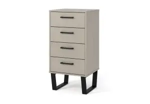 Grey Waxed 4 drawer narrow chest of drawers