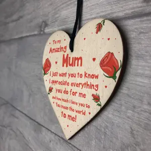 Quirky Gift For Mum Birthday Christmas Wood Heart Gift For Her From Daughter Son Keepsake