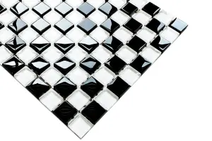 Glass mosaic on mesh for bathroom or kitchen 272mm x 272mm - Check Mate