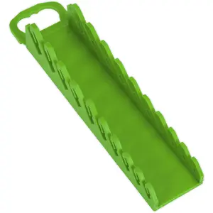 10x Green TPR Stubby Spanner Tool Rack for Wall Mounting - Organize Your Workspace