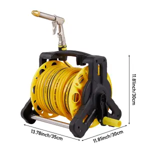 25m Portable Garden Watering Hose Reel Set with 3 Modes in Yellow and Black