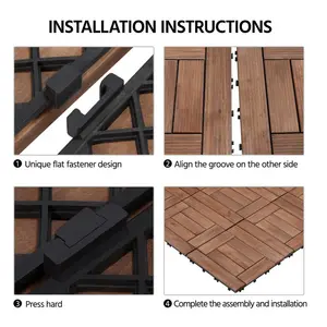 30cm L x 30cm W Interlocking Wood Deck Tile (Set of 27) (Set of 27)