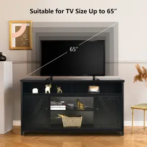 Costway TV Stand for TVs Up to 65" Modern TV Cabinet Media Console Table w/ Barn Doors