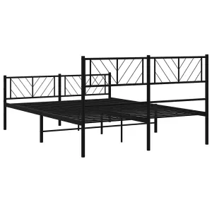 Berkfield Metal Bed Frame with Headboard and Footboard Black 135x190 cm