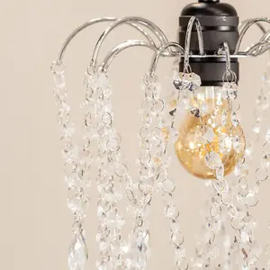 ValueLights Blanche Easy Fit Acrylic Jewel Droplet Chandelier Ceiling Light Shade - Bulb Included