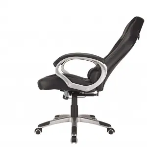 Deluxe Office Gaming Chair Padded Reclining Faux Leather - Black