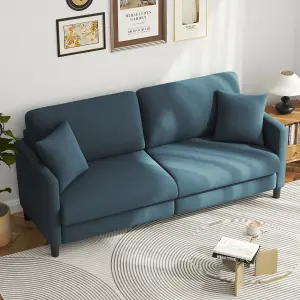 193cm Sofa Couch for Living Room,Comfy Teddy Fleece Loveseat Sofa,Extra Deep Seat Couches ,Neche Tool-Free, Blue Grey