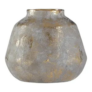 Interiors by Premier Orvena Small Grey And Gold Ceramic Vase