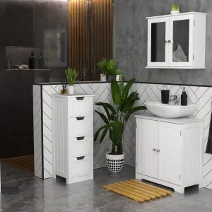 Lassic Hayle Matt White Double Bathroom Wall cabinet Mirrored (H)47cm (W)57cm