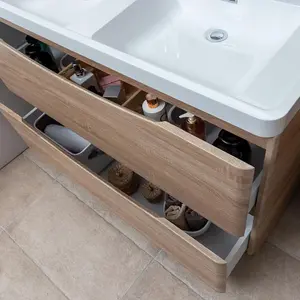 Eden 1200mm Floorstanding Vanity Unit in Light Oak & Resin Basin