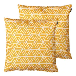 Veeva Indoor Outdoor Cushion Set of 2 Ochre Yellow Water Resistant Cushions