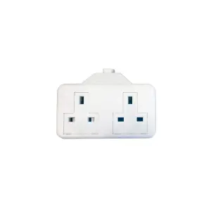 SMJ White Trailing Extension Socket 13A 2-Gang