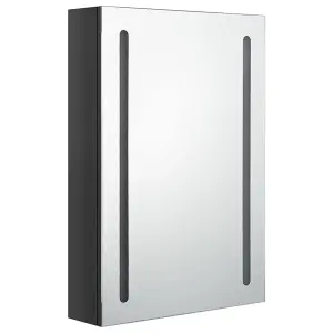 Berkfield LED Bathroom Mirror Cabinet Shining Black 50x13x70 cm