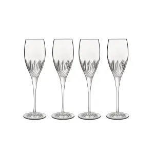 Luigi Bormioli Diamante Clear Round Crystal Dishwasher Safe Champagne and Prosecco Glasses Set 220ml Pack of 4