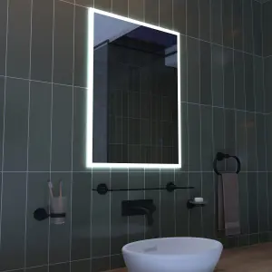 Croydex Lindley Rectangular Wall-mounted Bathroom Illuminated mirror (H)80cm (W)60cm