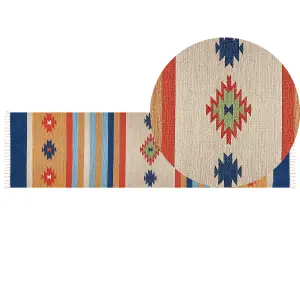 Cotton Kilim Area Rug 80 x 300 cm Multicolour TARONIK