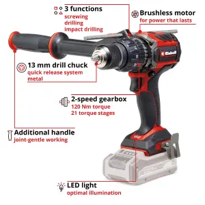 Einhell Cordless Combi Drill 120Nm 18V Brushless Power X-Change Professional TP-CD 18/120 Li - Body Only