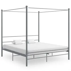 Berkfield Canopy Bed Frame Grey Metal 180x200 cm 6FT Super King