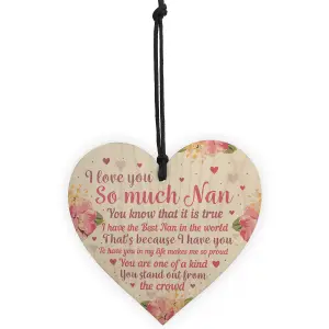 Red Ocean Special Mother's Day Gift For Nan Wooden Heart Nan Gifts Nan Plaque Grandparent Gifts Keepsake