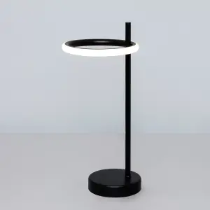 Litecraft Geo 1 Light Black LED Ring Table Lamp