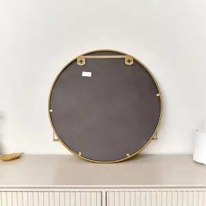 Melody Maison Round Gold Mirror With Shelf - 50cm x 50cm