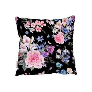 Cushions - Pink roses, blue wildflowers (Cushion) / 45cm x 45cm