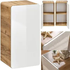 Small Bathroom Cabinet Wall 350mm Slim Storage Unit Compact Cupboard White Gloss / Oak Aruba