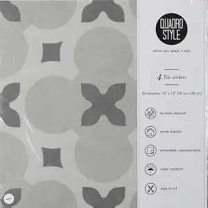 Quadrostyle Raspail Wall and Floor Tile Vinyl Stickers 30cm(L) 30cm(W) pack of 4