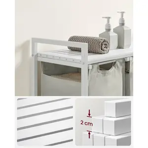 Fabric Laundry Basket with Handles White/Grey