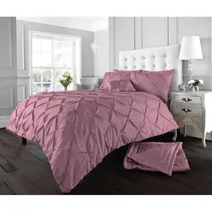 Barney Solid Colour Duvet Cover Set with Pillowcases Rose / Double - 2 Standard Pillowcases