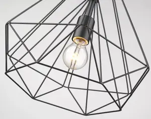 Luminosa Spring Wire Small Ceiling Pendant Matt Black, E27