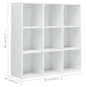 Berkfield Book Cabinet High Gloss White 98x30x98 cm Engineered Wood