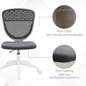 Vinsetto Desk Chair, Height Adjustable Mesh Office Chair with Wheels, Grey