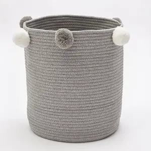 Grey Woven Laundry Basket Laundry Hamper Clothes Toy Storage Container Blanket Organizer