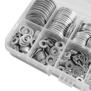 900Pcs Sliver Stainless Steel Flat Washers Set,Multiple sizes