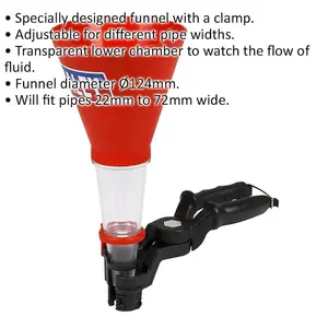 Versatile 2 Piece Universal Oil Funnel Set with Adjustable Clamp and 124mm Diameter