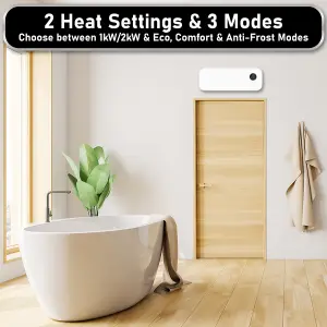 MYLEK Overdoor White Air Curtain Heater Fan 2000W, Smart WIFI App Or Remote Control 2kw