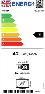 Toshiba 43 Inch 43LV2E63DB Smart FHD HDR10 Freeview TV