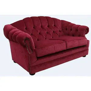 Chesterfield 2 Seater Pimlico Wine Fabric Sofa Bespoke In Victoria Style