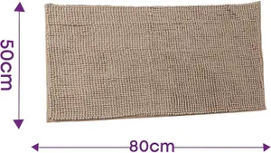 Super Soft Chloe Microfiber Fast Dry Bath Mat Bathroom Shower Machine Washable 50 x 80cm Walnut