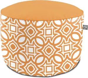 rucomfy Printed Outdoor Geo Pouffe Beanbag - Orange