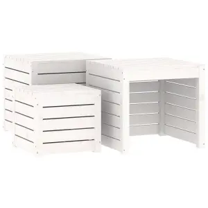 Berkfield 3 Piece Garden Box Set White Solid Wood Pine