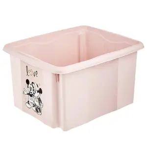 Keeeper Set of 2 Minnie Mouse Turn Around Stackable Box 24 Litre with Lid - Nordic Pink