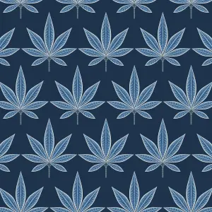 Galerie Mulberry Tree Blue Navy Palm Leaf Wallpaper Roll